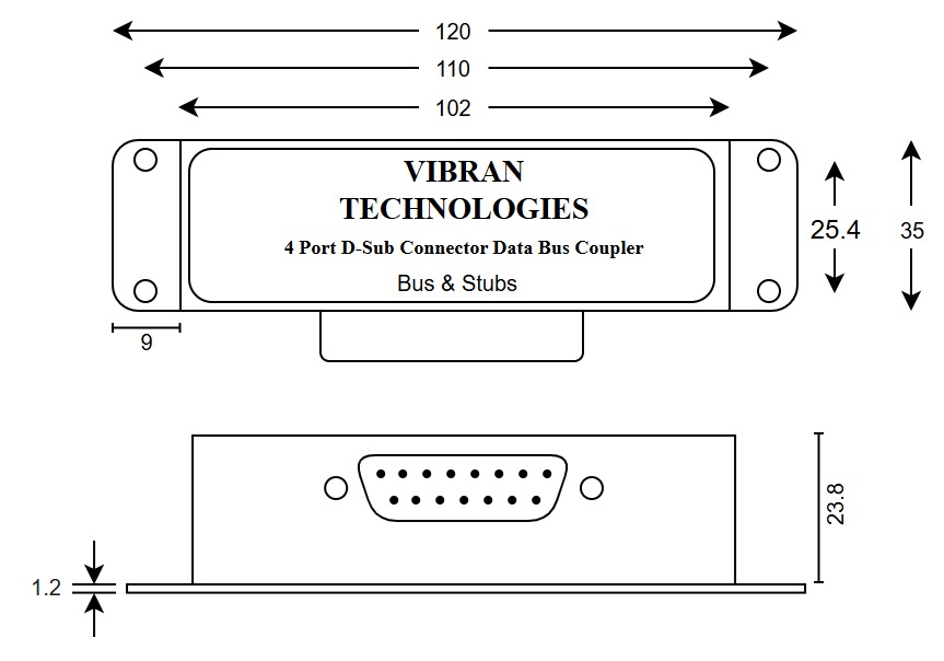D-Sub Box Coupler — 4-stub