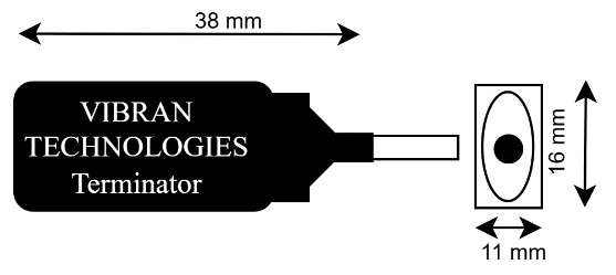 Cable Terminator inline data bus coupler — VT1002-TR mechanical drawing